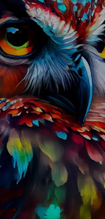 Vibrant artistic owl wallpaper with bright colors