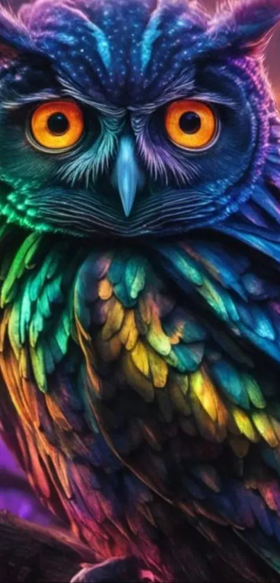 Colorful owl art wallpaper for mobile.