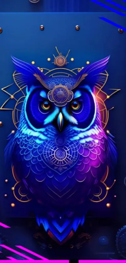 Mystical owl artwork with vibrant colors and intricate patterns for mobile wallpaper.