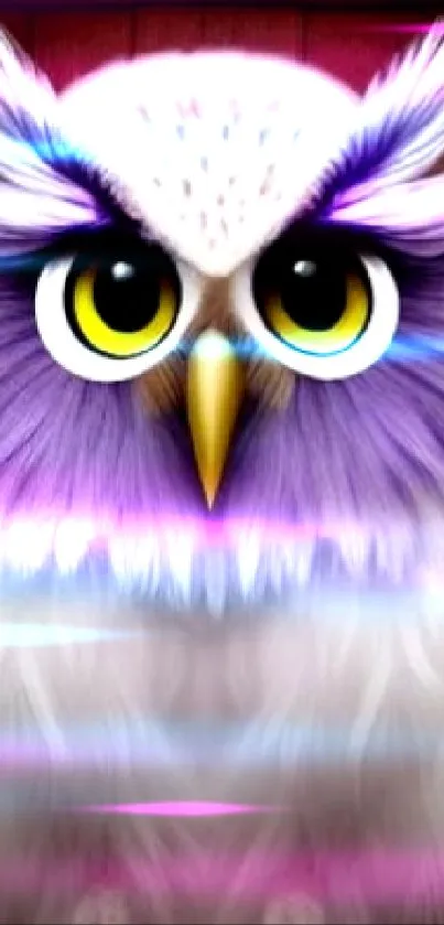 Artistic owl with purple accents in detailed illustration.