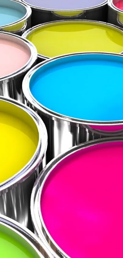 Colorful paint cans mobile wallpaper with vibrant hues.