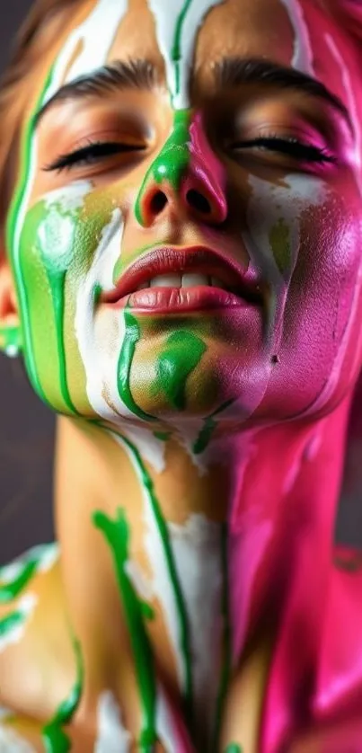 Vivid face paint mobile wallpaper with vibrant colors.