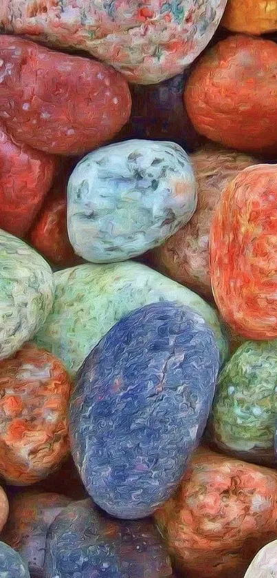 Colorful painted pebbles wallpaper for phones.