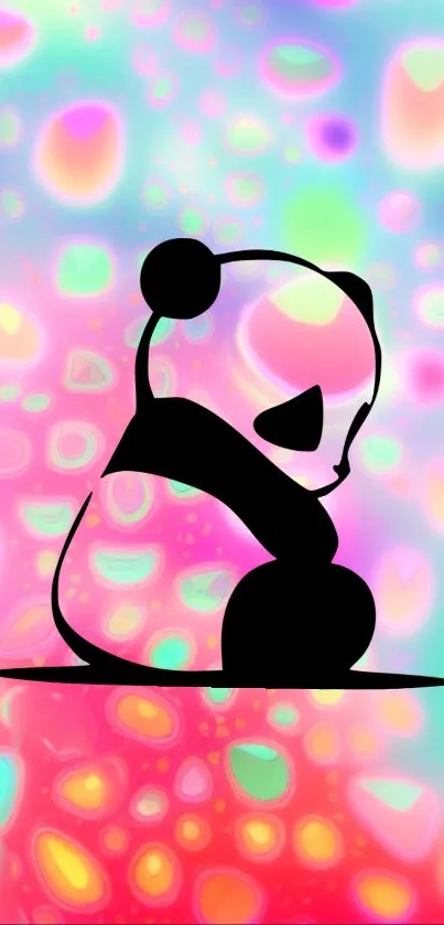 Vibrant abstract panda wallpaper with colorful background.