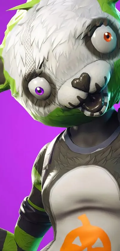 Panda-themed gaming wallpaper with vivid purple background