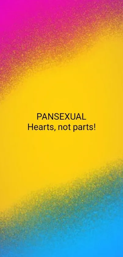 Pansexual pride wallpaper with vibrant colors and an inspiring message.