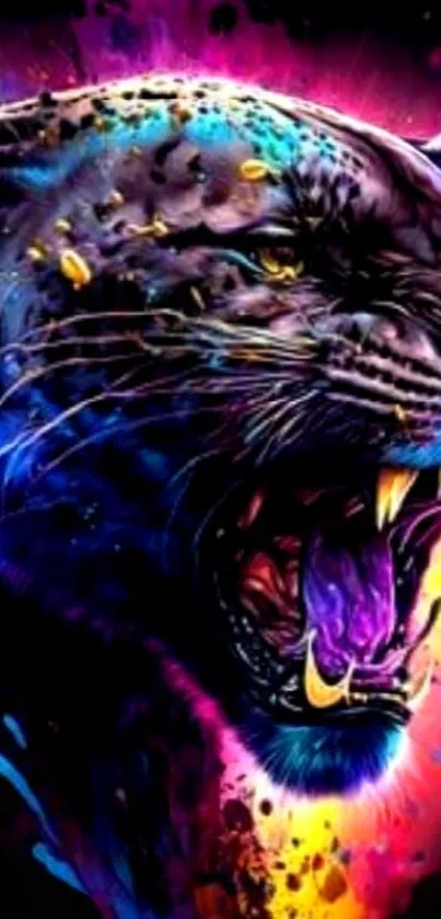 Vibrant panther art with colorful dynamic design.