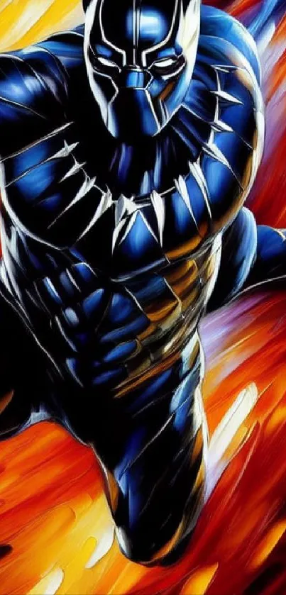 Dynamic Black Panther art with vibrant colors.