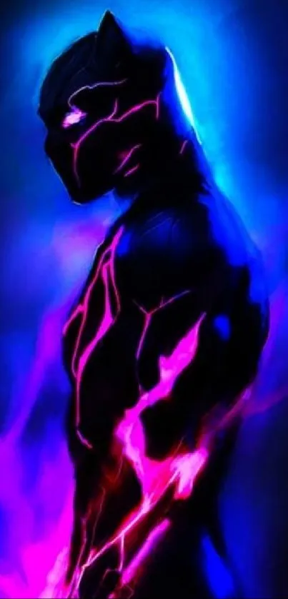 Neon panther design with vibrant colors on mobile wallpaper.