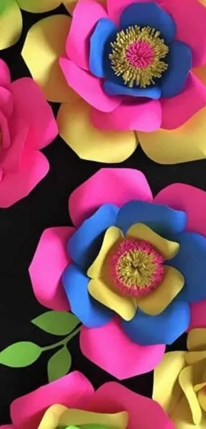 Colorful paper flower wallpaper with vibrant hues.