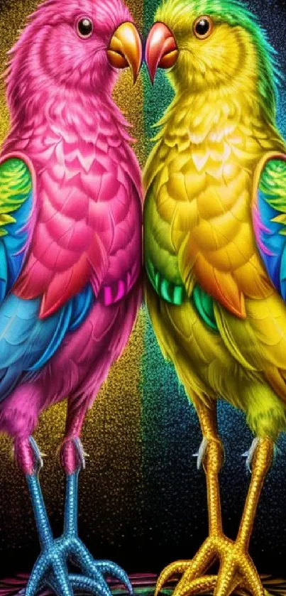 Vibrant and colorful parrot artwork, ideal for mobile wallpapers.