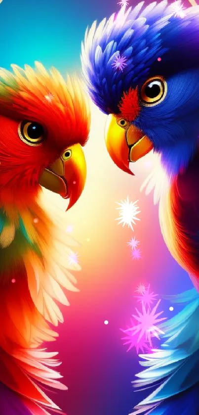 Colorful parrot artwork with a vibrant display of feathers.