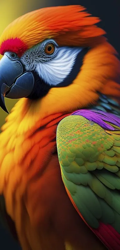 Vibrant parrot with colorful feathers, perfect for mobile wallpaper.