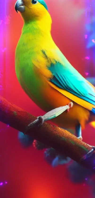 Colorful parrot on branch mobile wallpaper