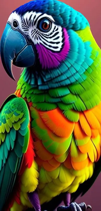 Colorful parrot with vibrant feathers on display.