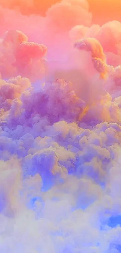 Pastel colored clouds with vibrant hues create a serene mobile wallpaper.