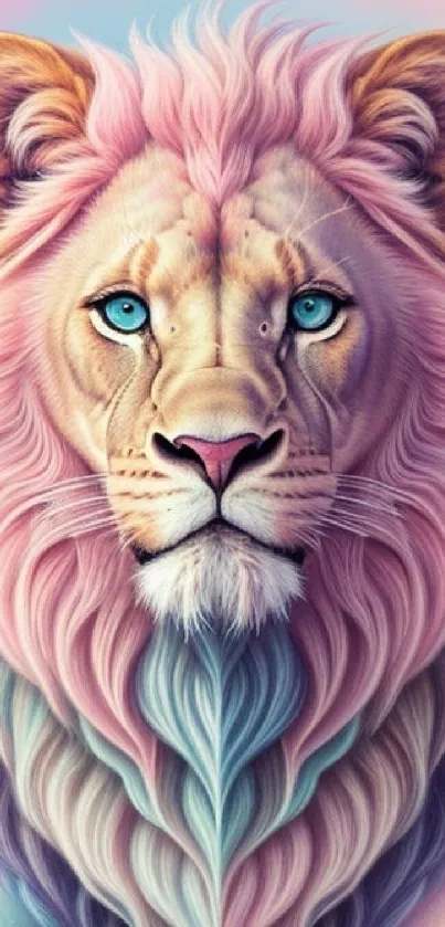 Pastel colored lion with vibrant mane.