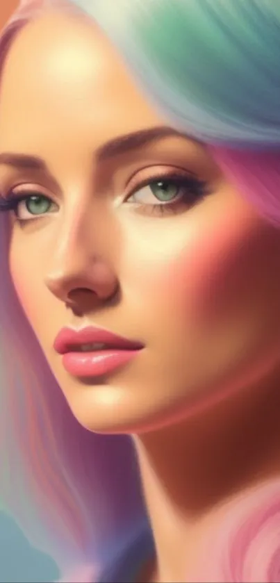 Vibrant pastel portrait wallpaper with artistic flair.