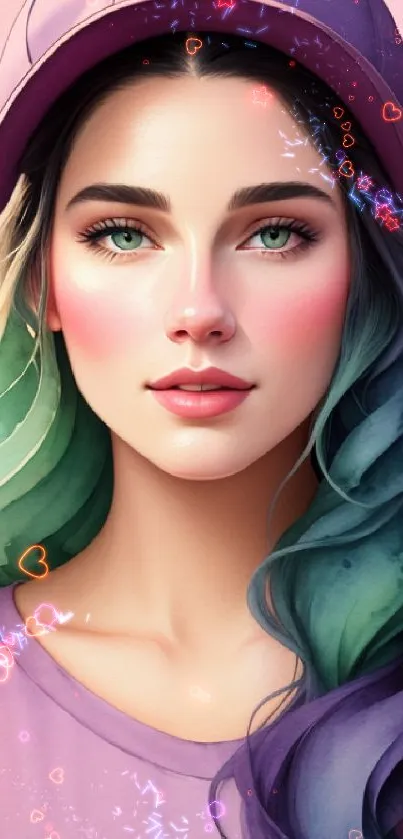 Vibrant pastel portrait wallpaper with stylish colors.