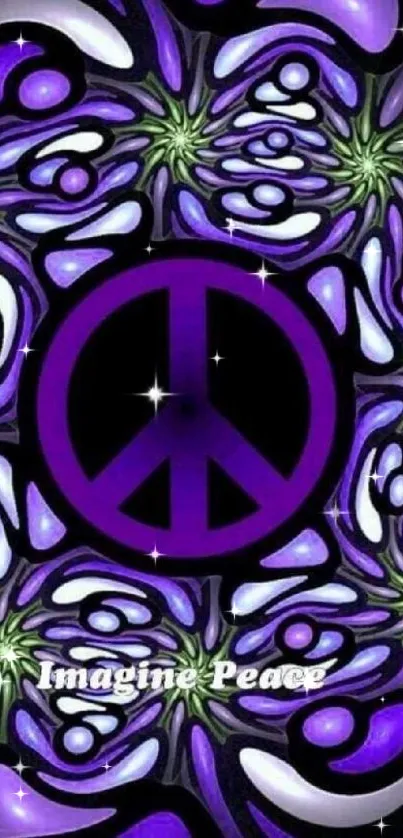 Purple peace symbol with abstract design.