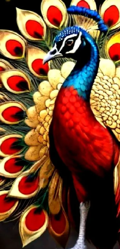 Vivid peacock wallpaper with vibrant feathers and intricate patterns.