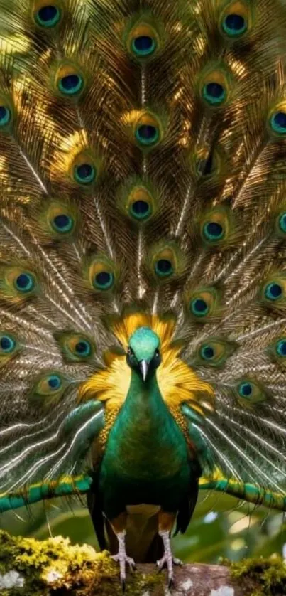 A majestic peacock displaying vibrant feathers