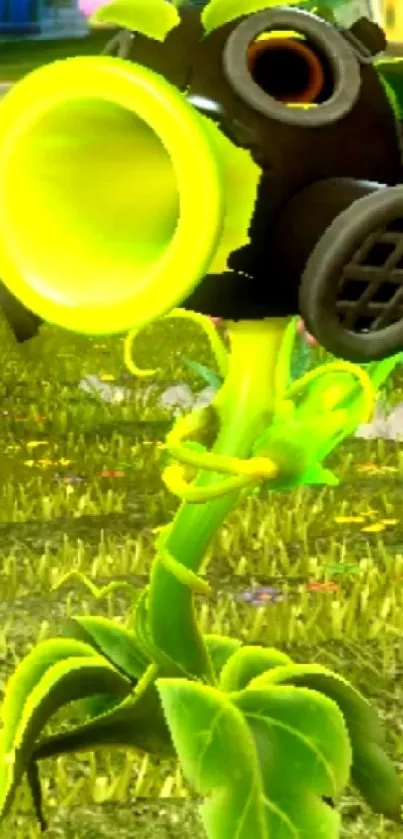 Peashooter from Plants vs. Zombies on a vibrant background.