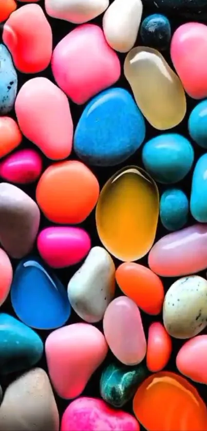 Colorful and vibrant pebble art wallpaper for mobile.