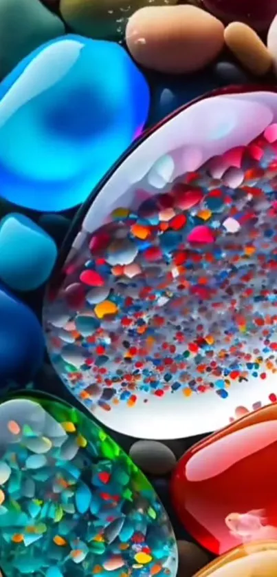 Vibrant colorful marble and pebble wallpaper