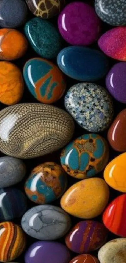 Colorful pebble art wallpaper with vibrant and artistic design.