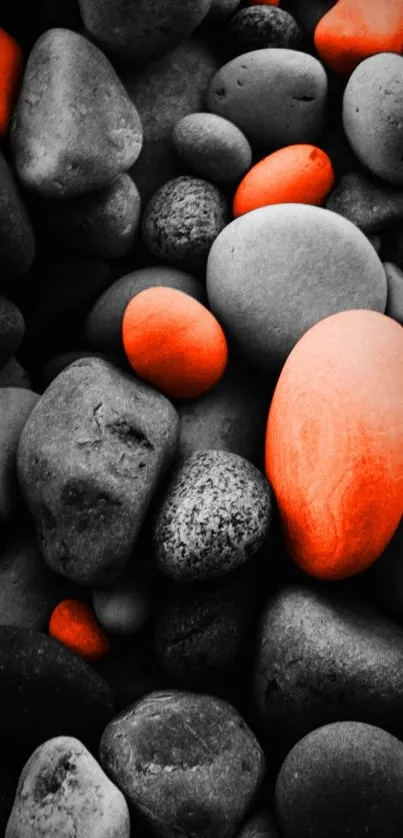 Orange and grey pebble wallpaper for phones.