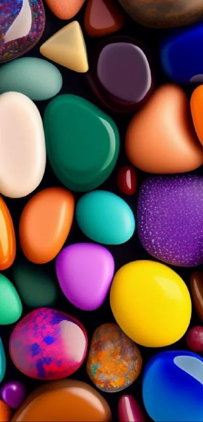 Vibrant and colorful pebbles, artfully arranged, create a stunning phone wallpaper.