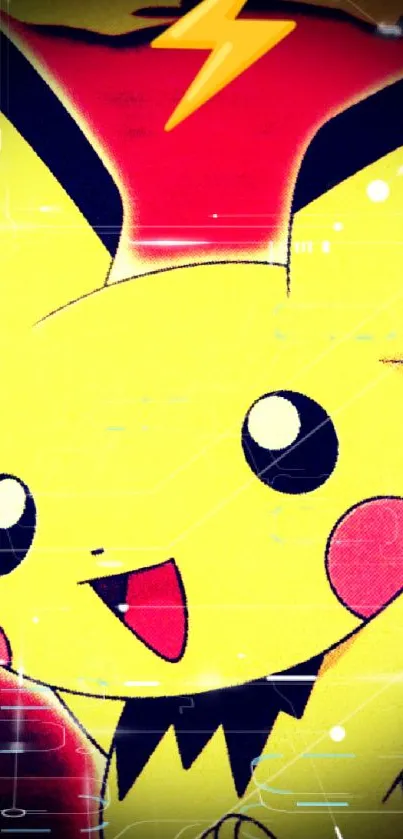 Colorful Pichu wallpaper with lightning bolt design.