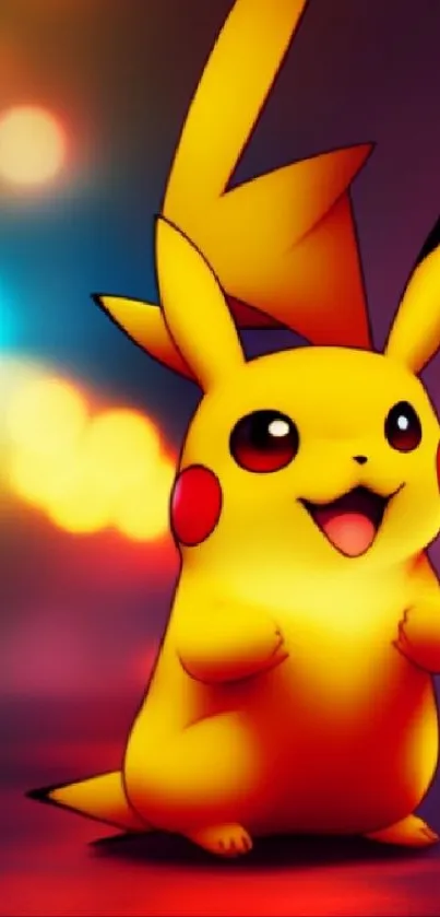 Vibrant Pikachu artwork with a colorful background.