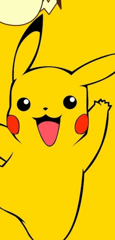 Vibrant Pikachu mobile wallpaper in yellow.