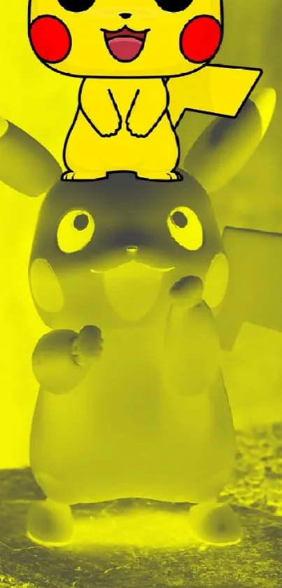 Vibrant Pikachu phone wallpaper with yellow background.