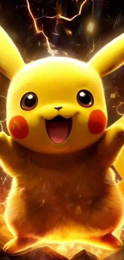 Vibrant Pikachu with electric sparks wallpaper.