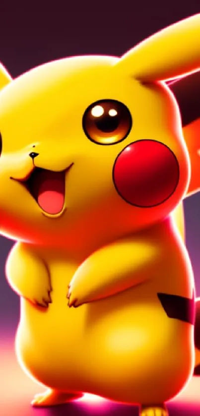 Bright and cheerful Pikachu in a vibrant wallpaper for mobile phones.