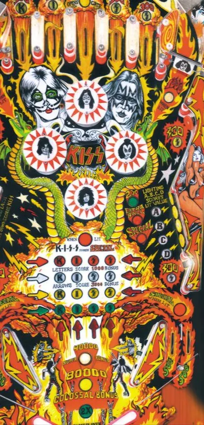 Vibrant pinball machine art design featuring colorful and energetic patterns.