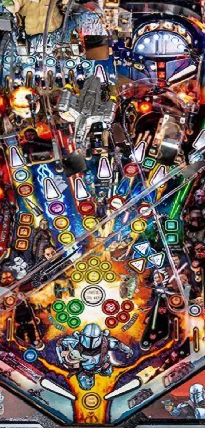 Vibrant sci-fi pinball machine wallpaper.