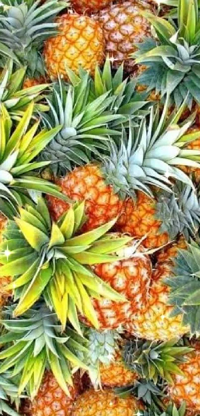 Mobile wallpaper with vibrant pineapples in tropical colors.