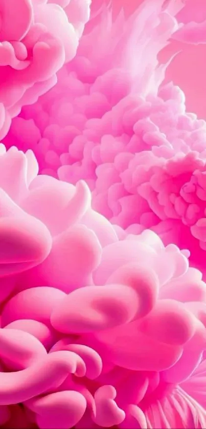 Vibrant pink abstract cloud design wallpaper.