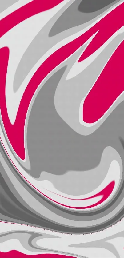 Vibrant pink, gray, and white abstract swirl wallpaper.