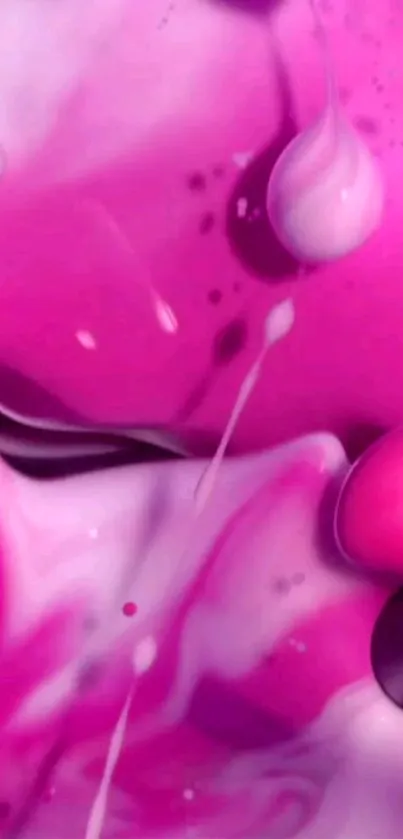 Vibrant pink abstract wallpaper with fluid shapes and liquid design.