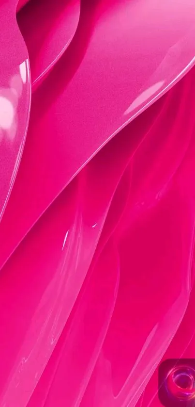 Vibrant pink abstract wallpaper with glossy waves.