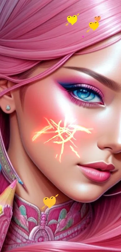 Vibrant pink aesthetic portrait mobile wallpaper with artistic design.