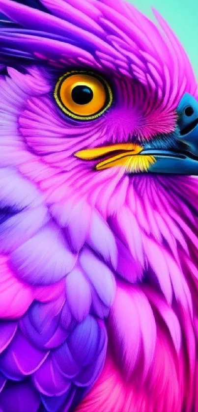 Bright and vibrant pink and purple bird illustration for phone wallpaper.