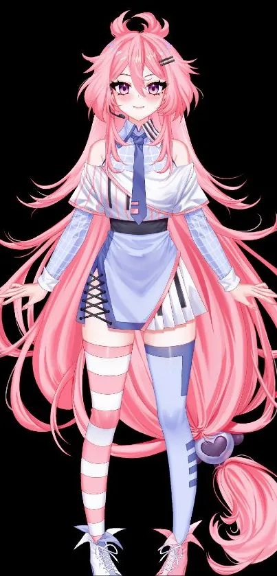 Vibrant pink anime character with long hair.