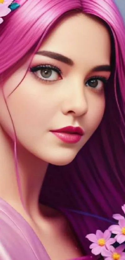 Vibrant Pink Anime Portrait - free download