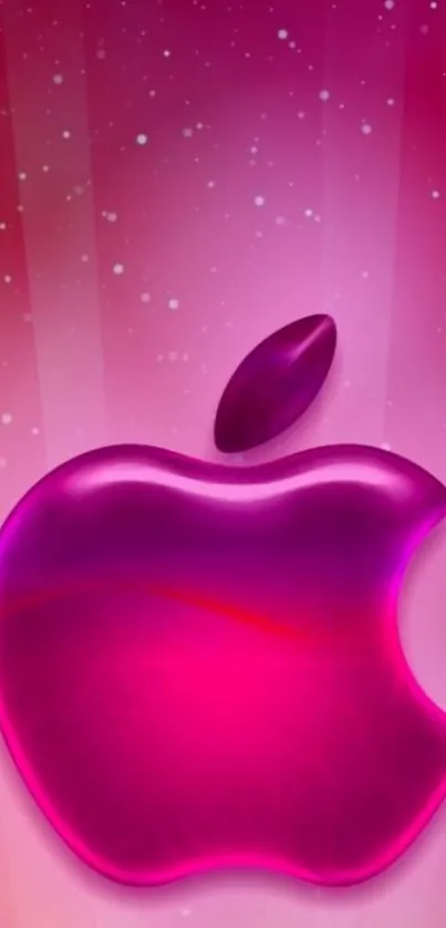 Vibrant pink Apple-themed wallpaper for mobile.